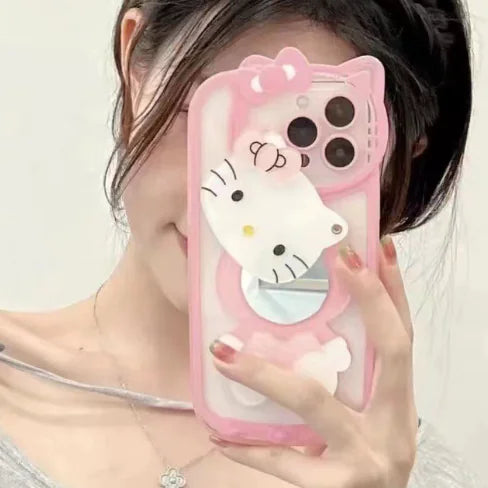 Creative Lens Makeup Mirror Stand Phone Cases For iPhones