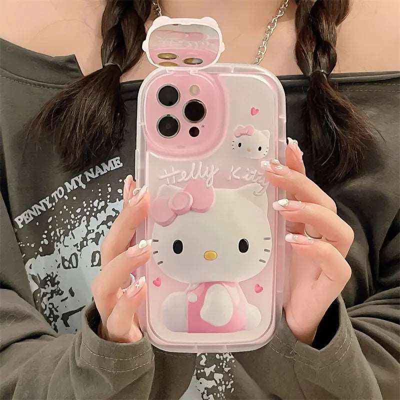 Creative Lens Makeup Mirror Stand Phone Cases For iPhones